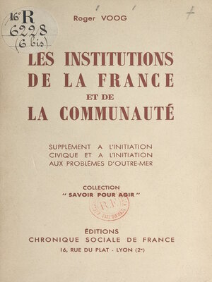 cover image of Les institutions de la France et de la communauté